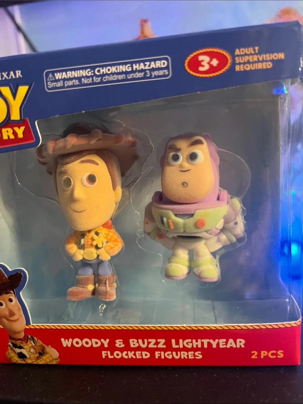 Disney Toy Story Woody & Buzz Lightyear Flocked Figure Set - Blue/Red/White